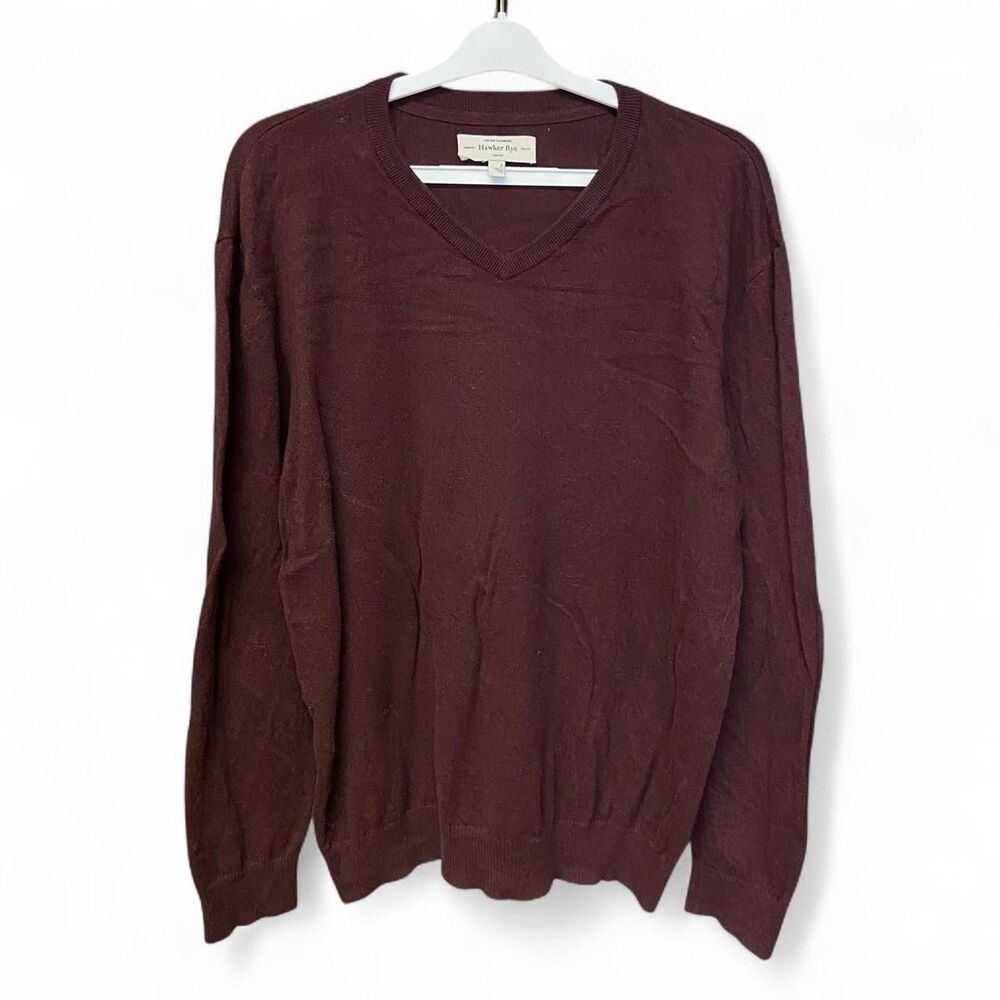 Hawker Rye burgundy V neck sweater size L